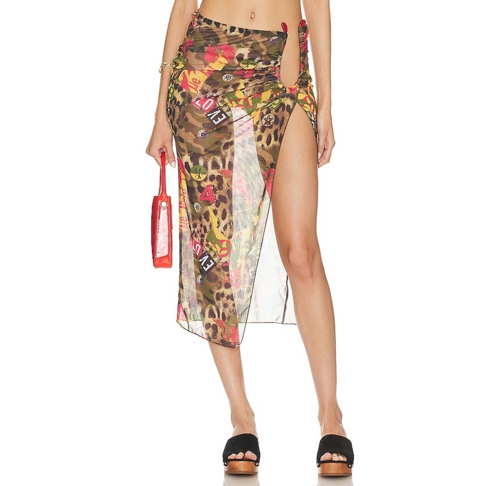 Flaw Jaded London Untamed Midi Beach Skirt in Multi Size M